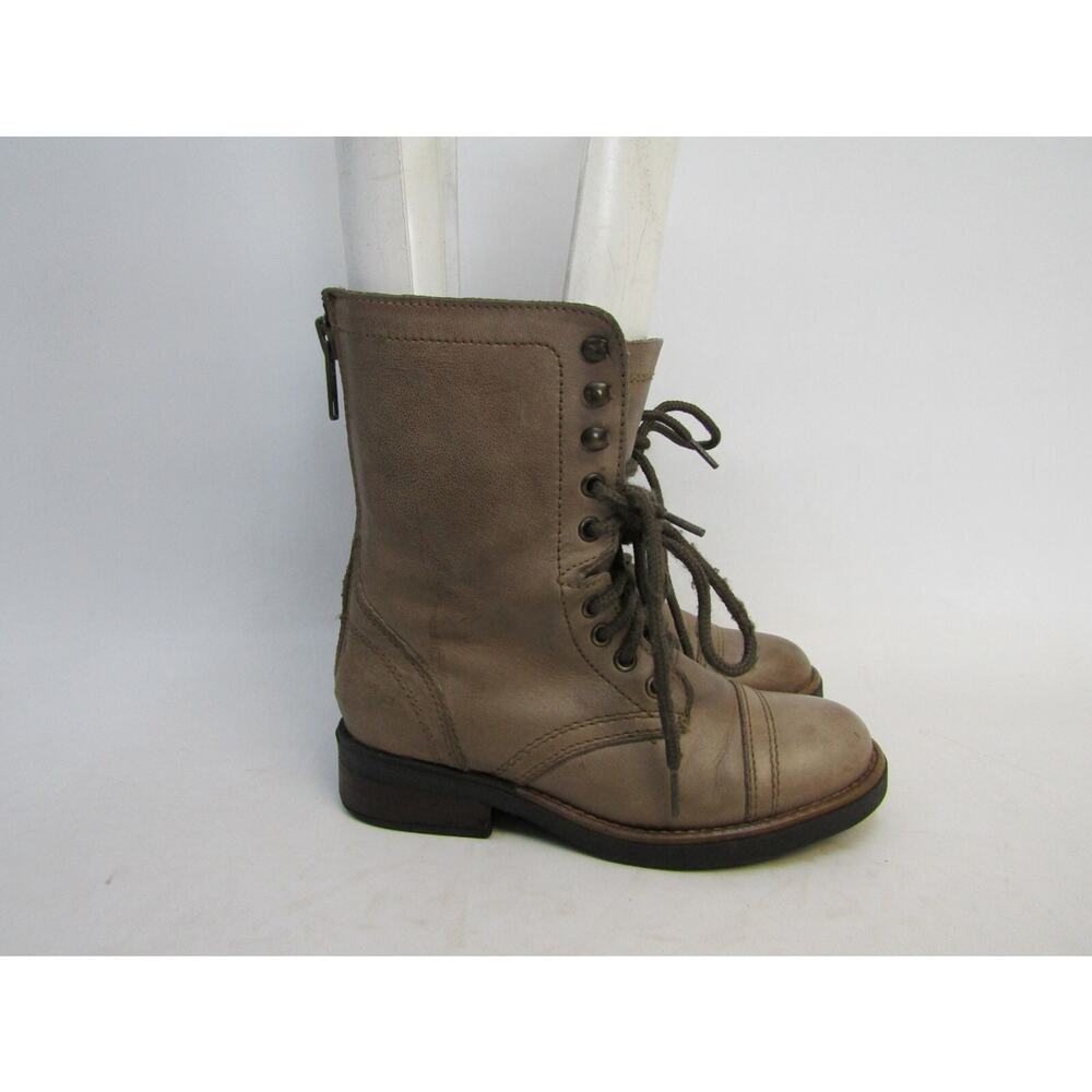 STEVE MADDEN Womens Size 5.5 M Brown Leather Zip Combat High Ankle Boots TROOPA - Picture 3 of 11